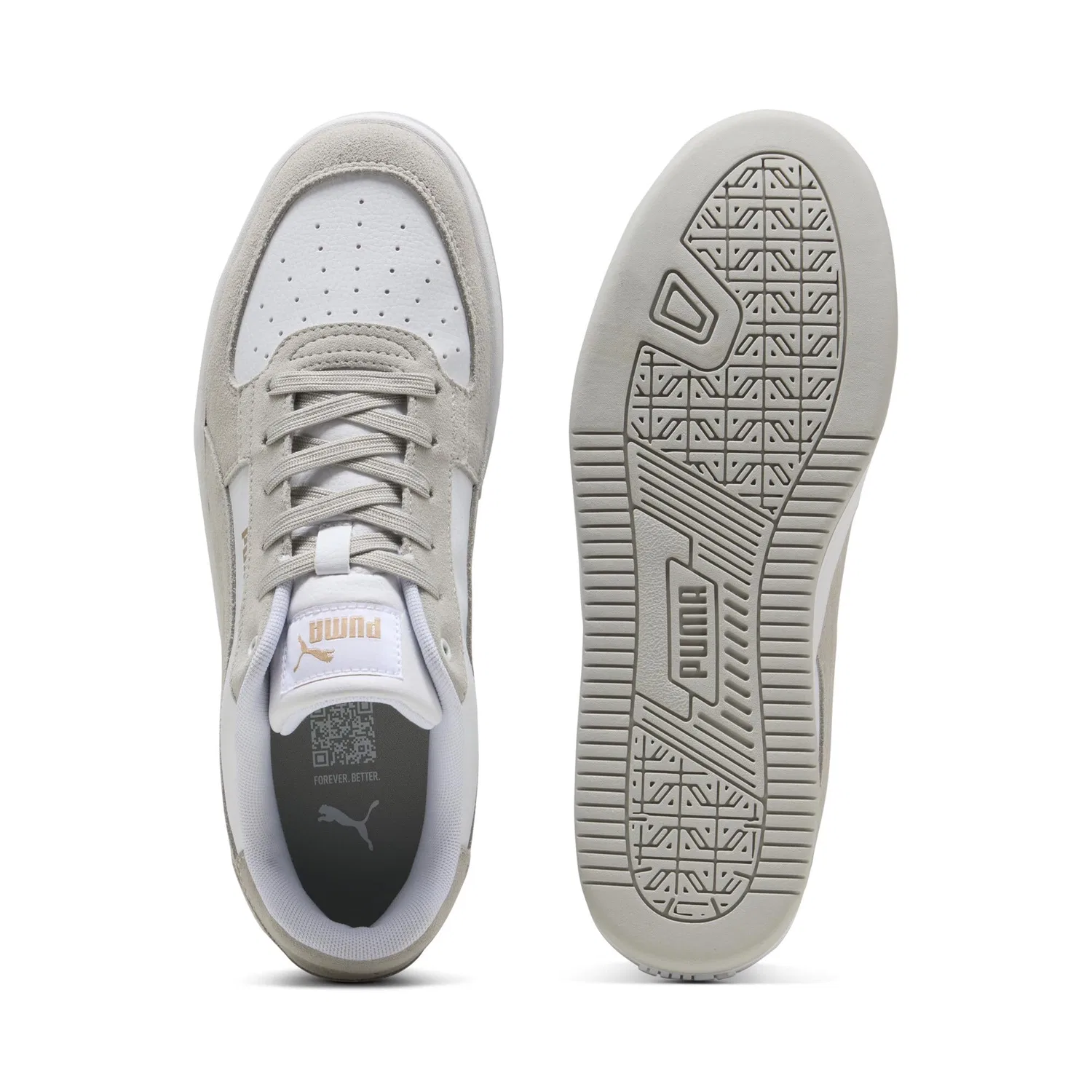 Детские кроссовки для мальчиков с закрытым носком Caven 2.0 PUMA, Cool White Light Grey PUMA Gold — фото 4