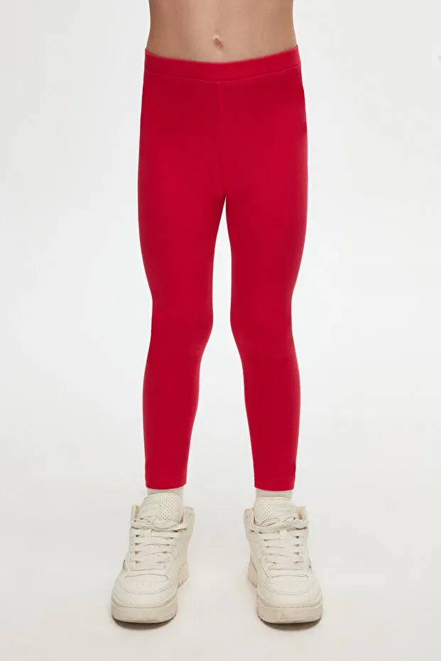 Детские леггинсы для девочек хлопковые Basics Lovetti, Urban Red — фото 2