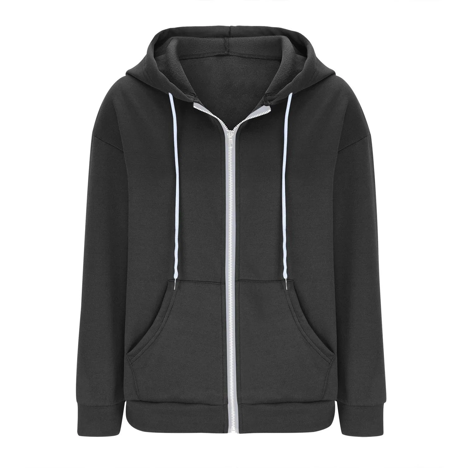 Женская куртка с капюшоном Oversized Hooded Fleece Jacket, Grigio Scuro — фото 3