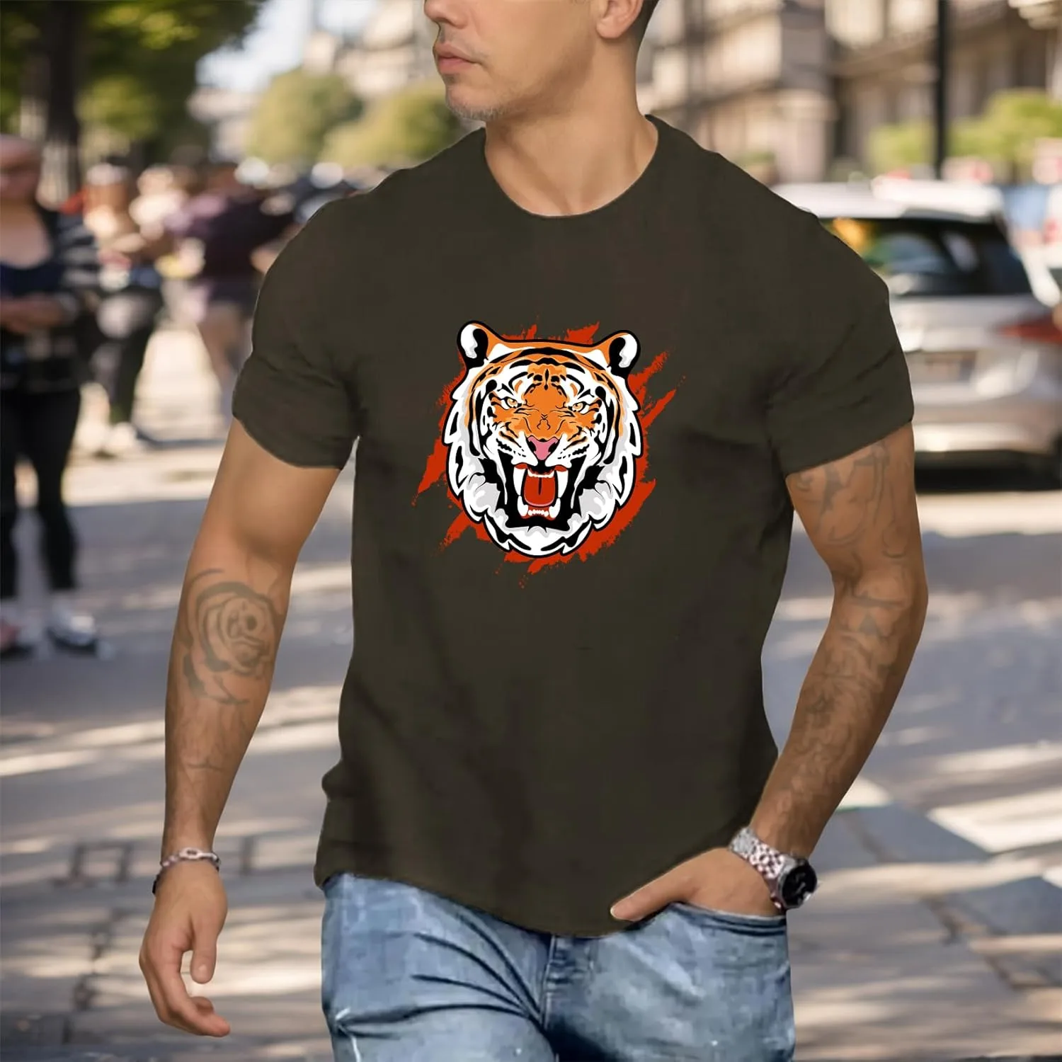 Мужская футболка с принтом Tiger — фото 2