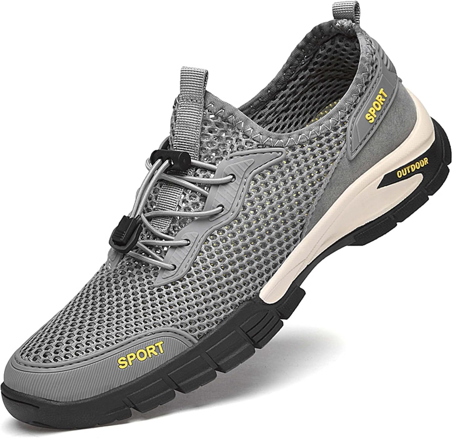 

Мужские кроссовки для походов из сетки, легкие и дышащие мужские прогулочные кроссовки, обувь-босоножки, мужские сандалии, противоскользящие, износостойкие, прочные Vtiao, серый