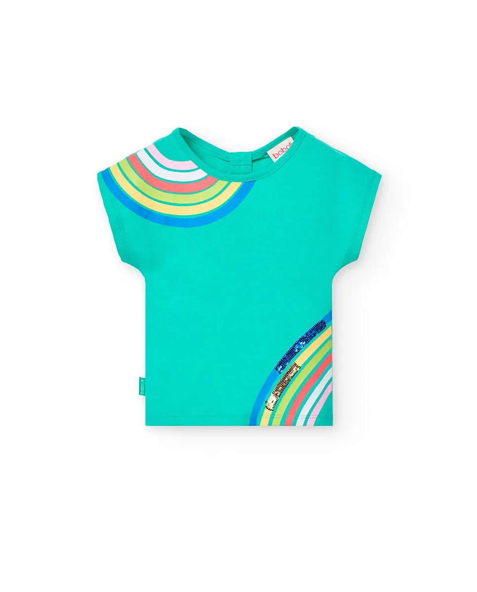 

Футболка с коротким рукавом и разрезом сзади для девочки Boboli, зеленый