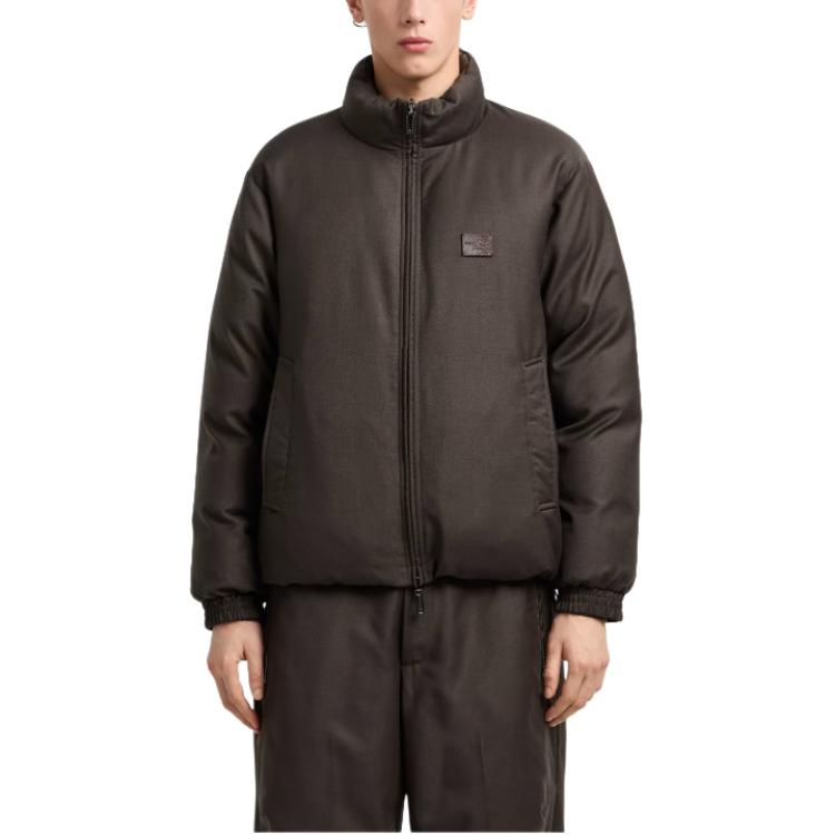 Реверсивная куртка пуховая из смесовой шерсти твил EMPORIO ARMANI, зеленый — фото 4