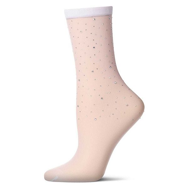 

Женские носки-невидимка с пайетками Memoi, White