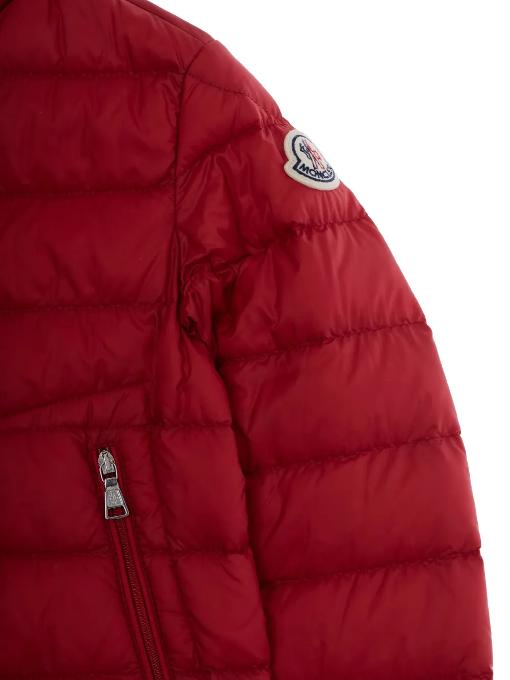 Стеганое пальто на молнии Moncler Enfant, красный — фото 3