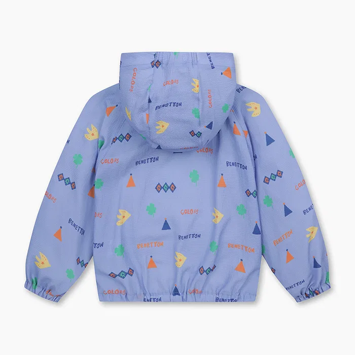 Детская ветровка с мульти-узором, фиолетовая, от Benetton Kids — фото 2