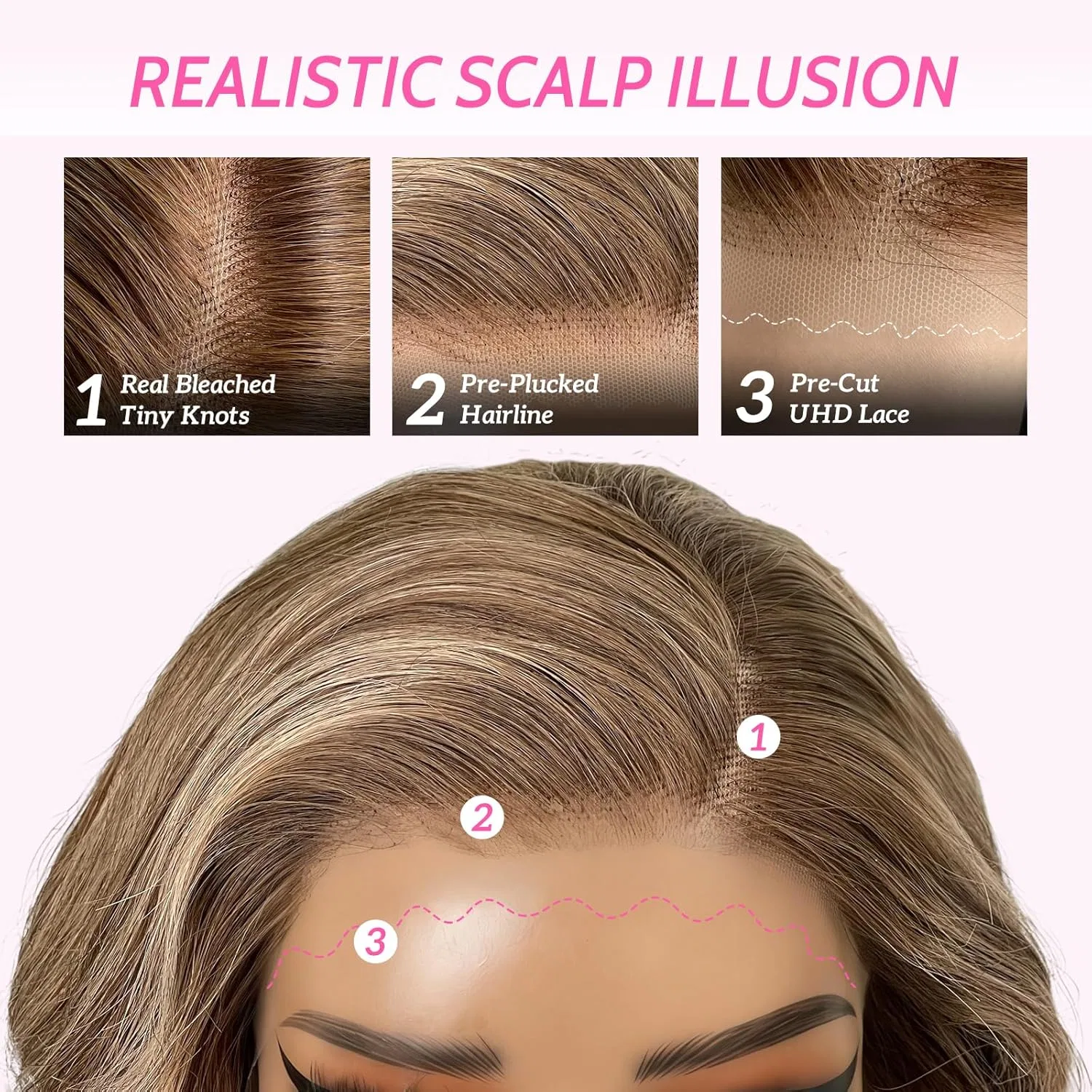 Парик Byluxurious Vanilla Blonde из натуральных волос с эффектом балаяж, 20 дюймов Sxfyinonh — фото 2