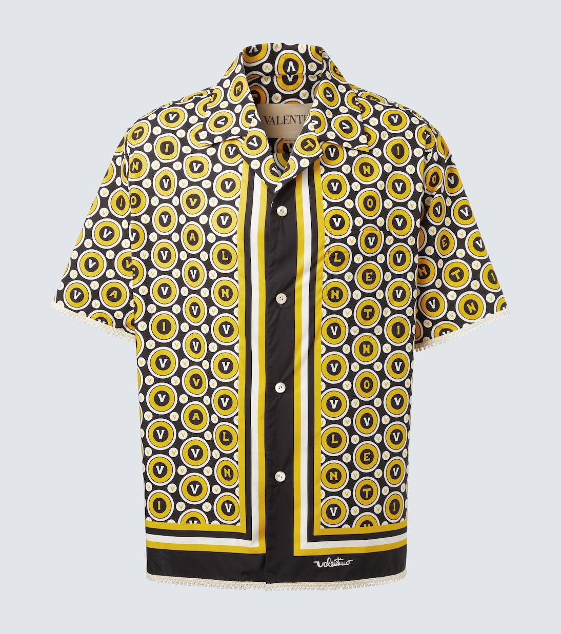 

Bulles Royales хлопковая поплиновая рубашка в стиле боулинг Valentino, Nero/Giallo/Avorio