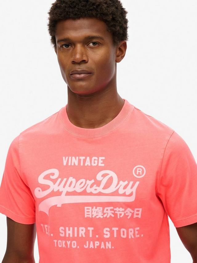 Винтажная футболка с неоновым логотипом в расслабленном крое Superdry, Hyper Fire Coral — фото 4