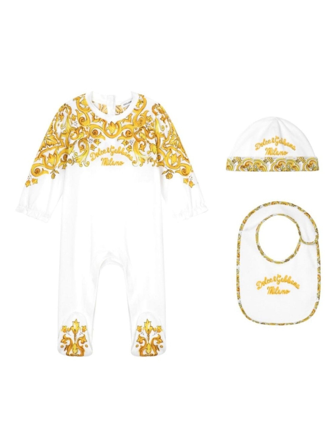 

Dolce & Gabbana Kids подарочный набор из трех предметов с принтом Majolica, белый
