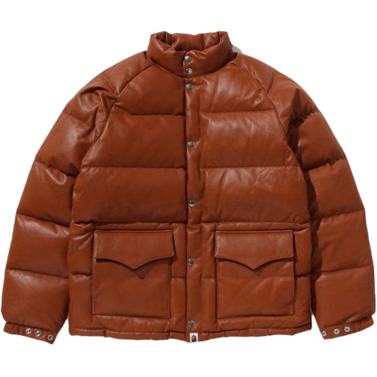 

A BATHING APE Кожаная классическая пуховая куртка Bape, Brown