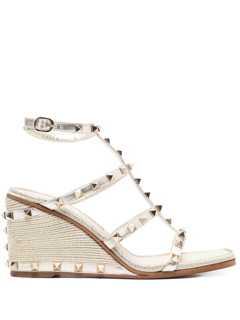 Босоножки Rockstud 85 на танкетке VALENTINO GARAVANI, золотой