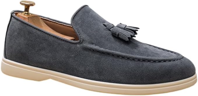 

Мужские кожаные лоферы Hhhchpm, мокасины без шнурков из замши, элегантная обувь, легкие и дышащие стильные мужские лоферы, серый