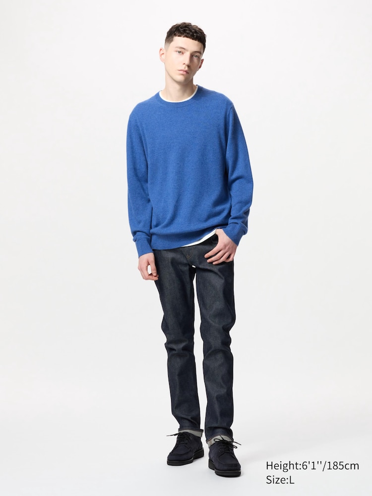 Джемпер с круглым вырезом из 100% кашемира Uniqlo, цвет 03 серый — фото 2