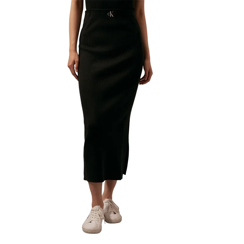 Calvin Klein Вязаная длинная юбка женская space black — фото 4