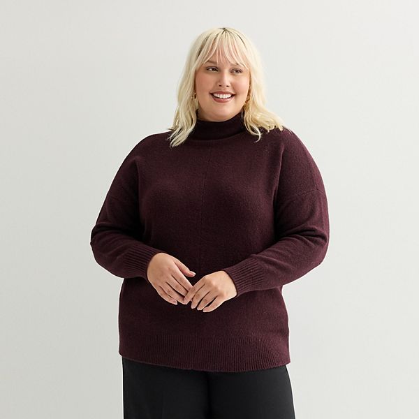 

Свободный свитер с мягкой воронкообразной горловиной Plus size Nine West, Midnight Grape