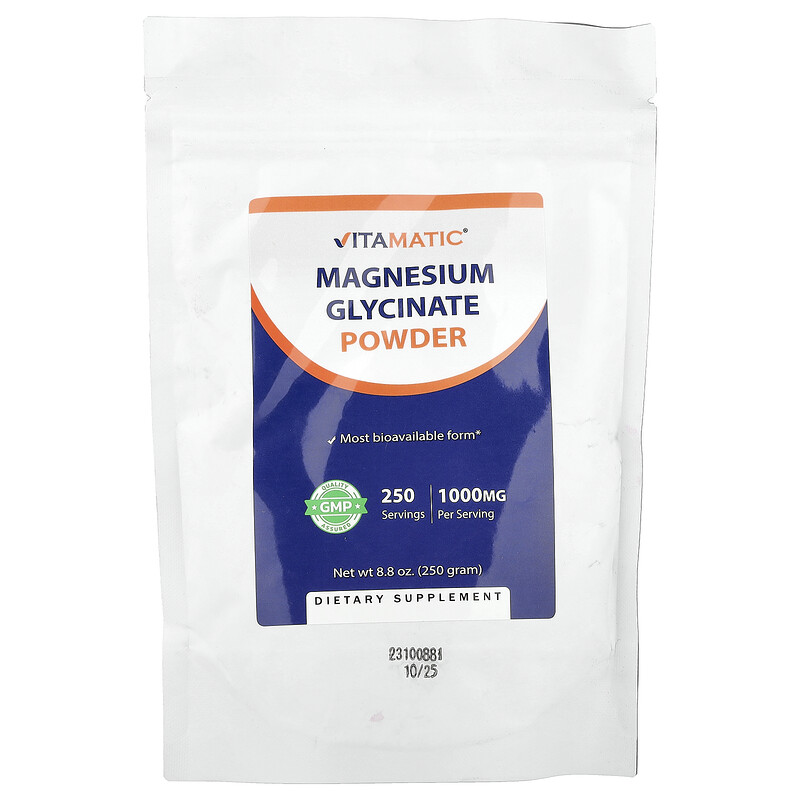 

Vitamatic, Порошок глицината магния, 250 г (8,8 унции)