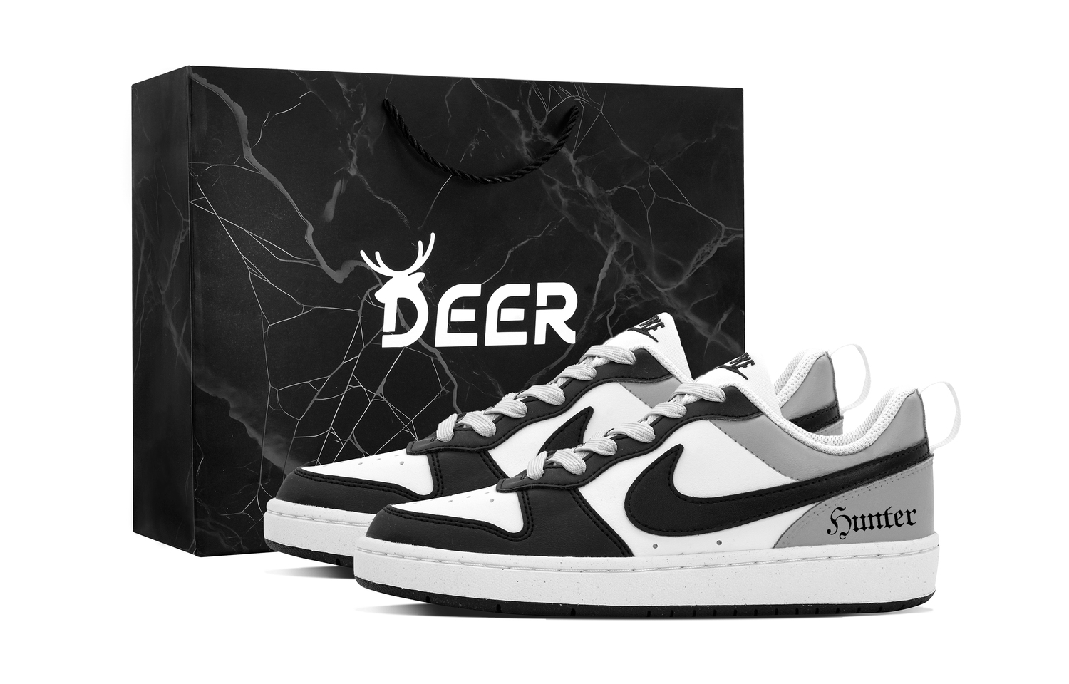 

Nike Court Borough DEER Violent Gray Кожаные противоскользящие износостойкие низкие детские скейтборд-кроссовки