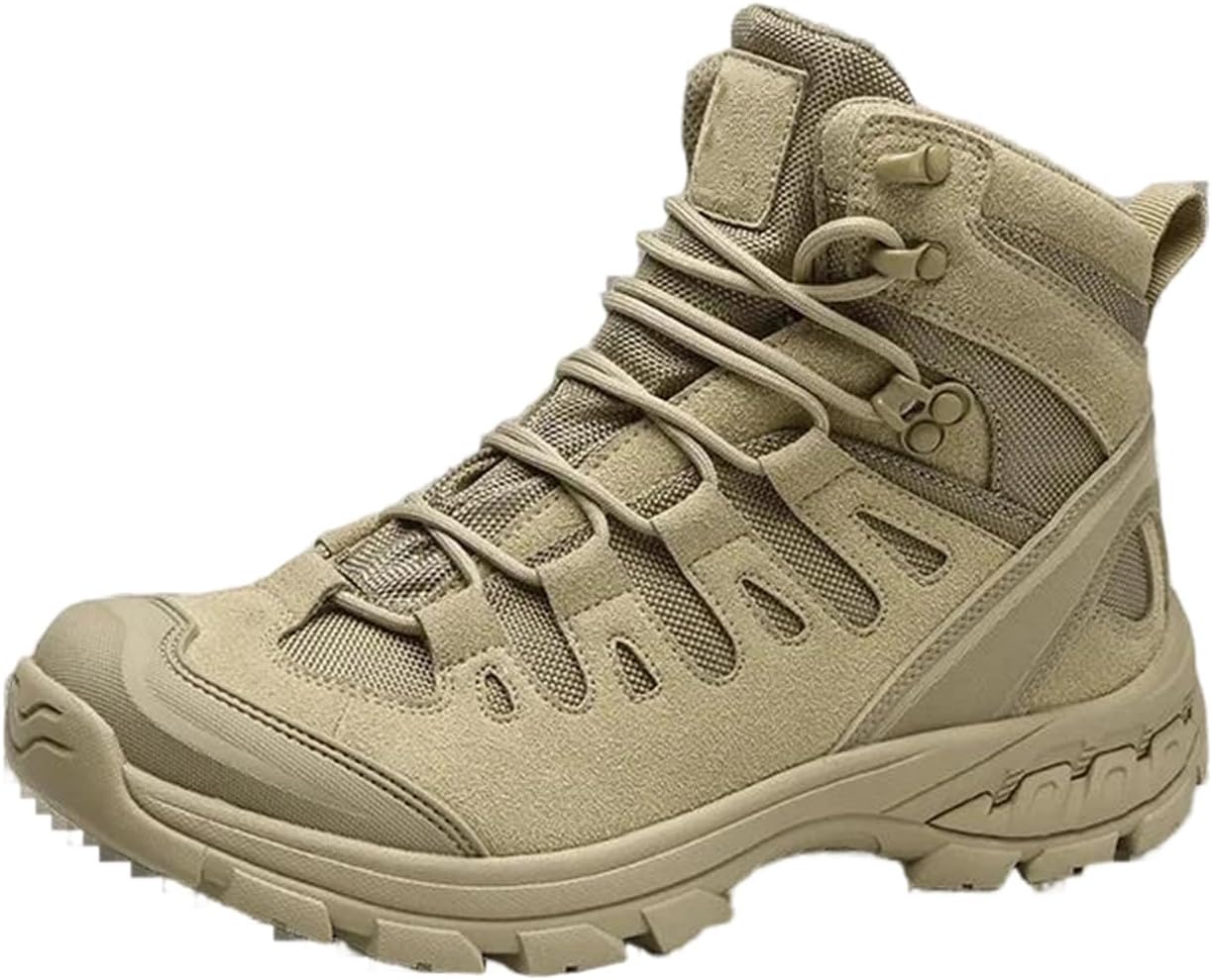 

Мужские ультрапрочные ботинки Alloaone из натуральной коровьей кожи с ПВХ подкладкой, высоким верхом и водонепроницаемой защитой для холодной погоды, песочный