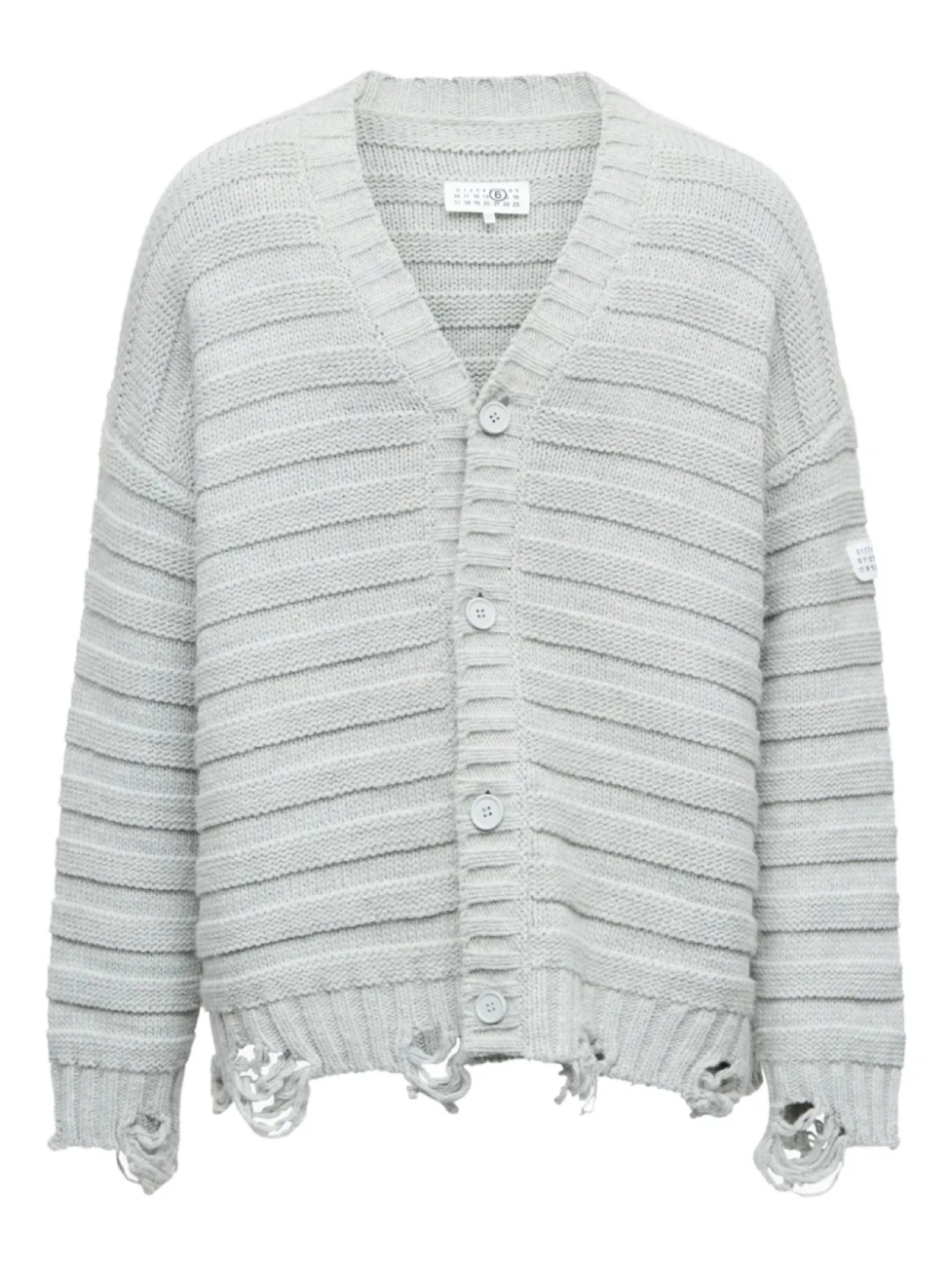 

Кардиган в рубчик на пуговицах MM6 Maison Margiela, серый