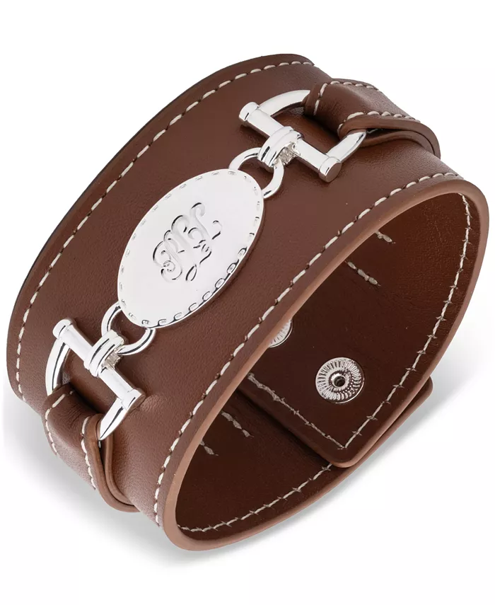 

Серебряный кожаный браслет-обруч Lauren Ralph Lauren, коричневый