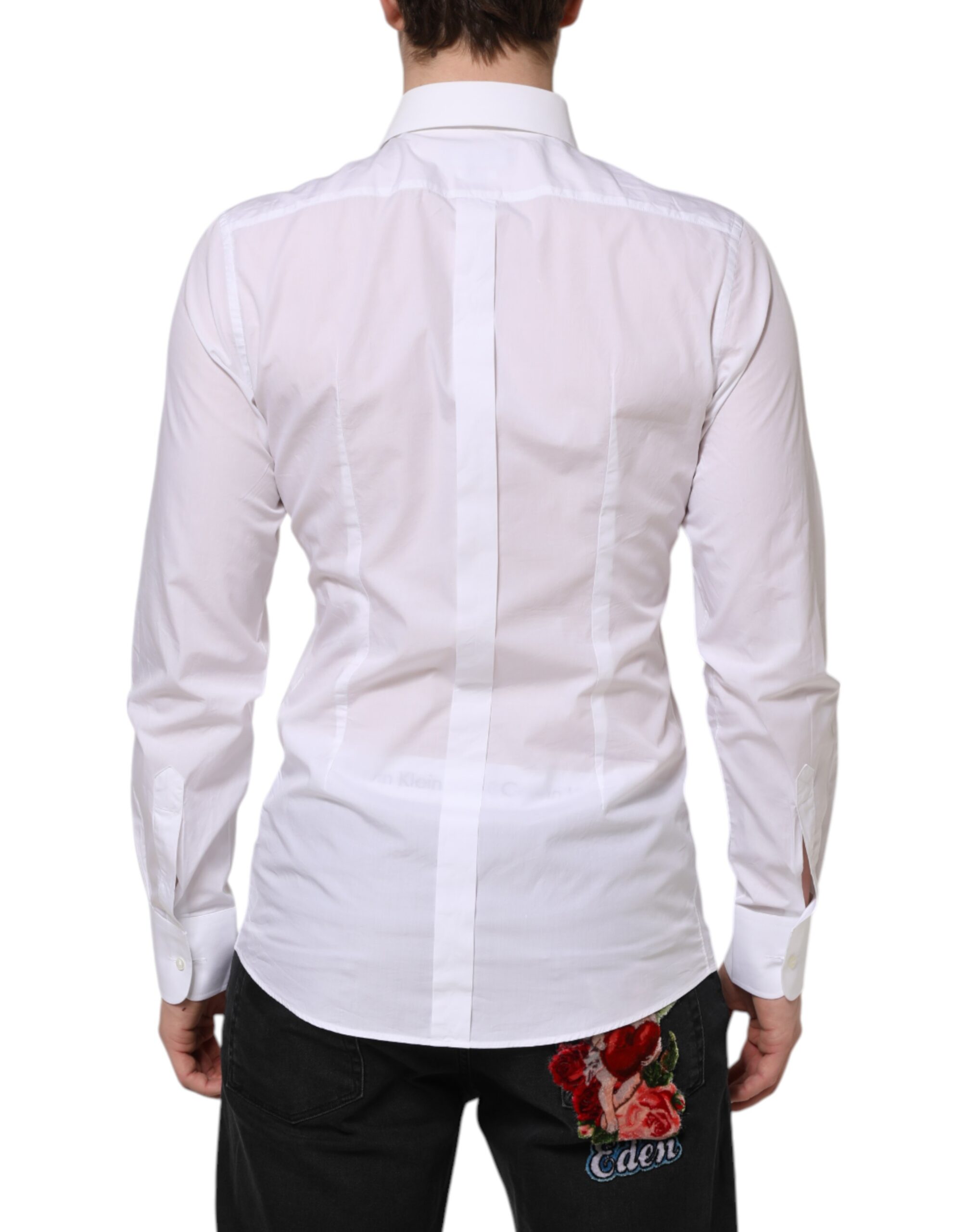 Белая хлопковая рубашка с нагрудником GOLD Poplin Dolce & Gabbana, белый — фото 3