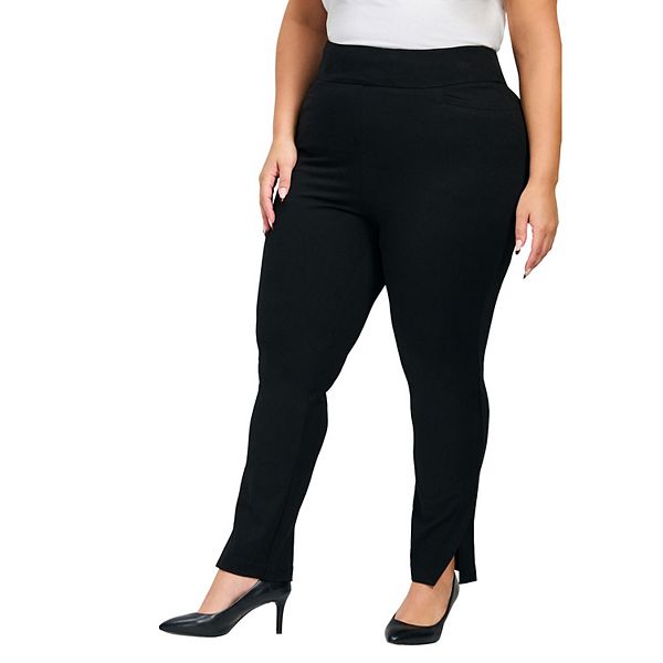 

Женские брюки plus size с разрезом из ткани понте Avenue, Black