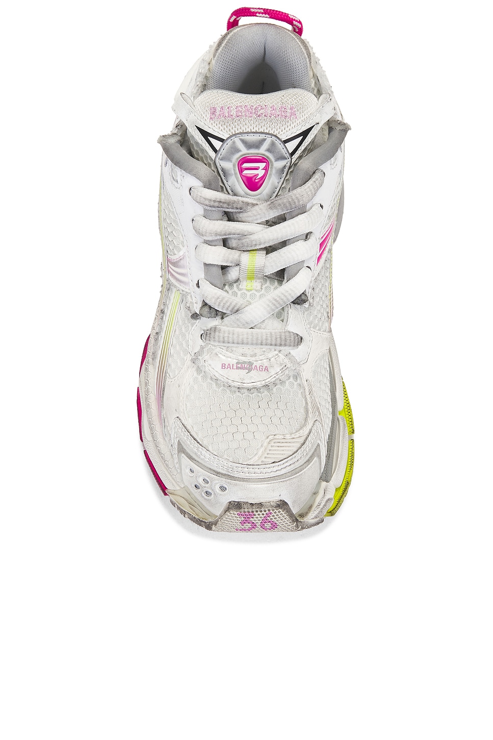 Беговые кроссовки Runner Gradient Balenciaga, White, Pink, Grey, & Fluo Yellow — фото 4