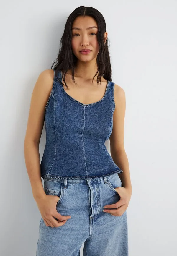 Блузка с баской для пильщика Gap, Medium Wash