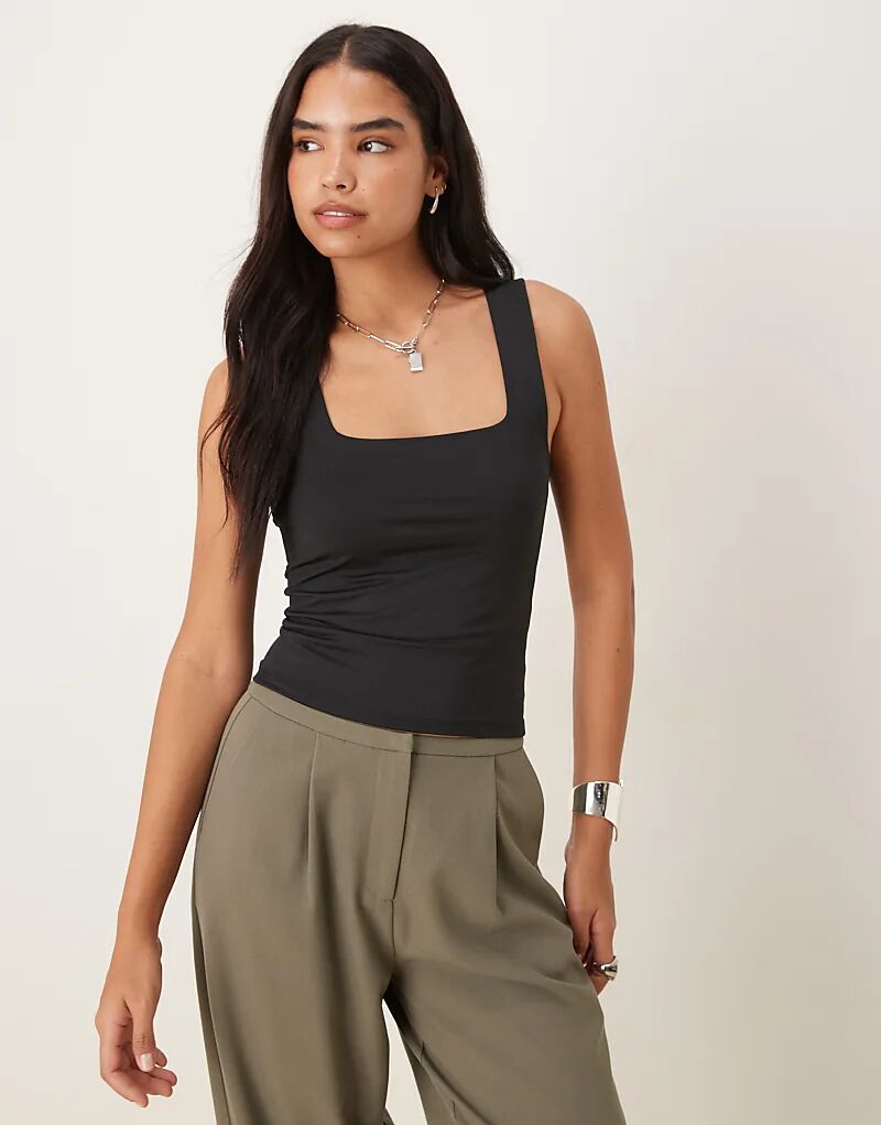 

Майка с квадратным вырезом из полиамида ASOS DESIGN breathMAX™ черного цвета