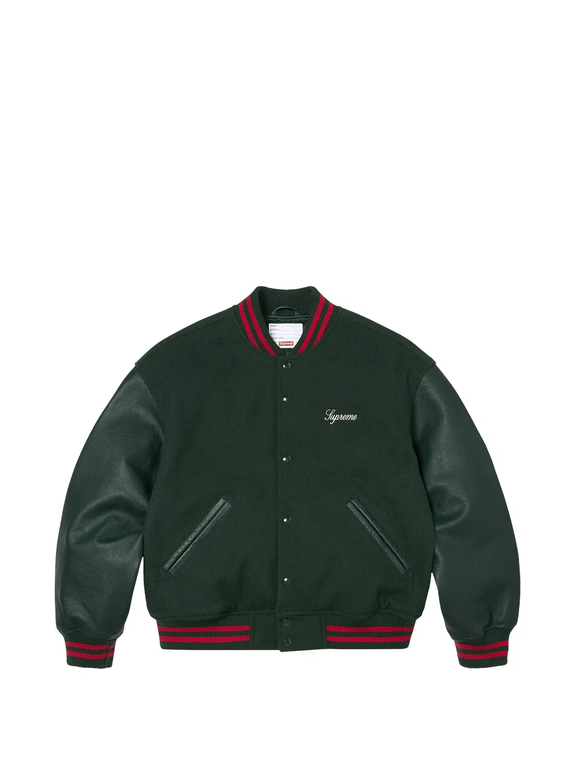 Куртка-бомбер Cross из шерсти и кожи Supreme, зеленый