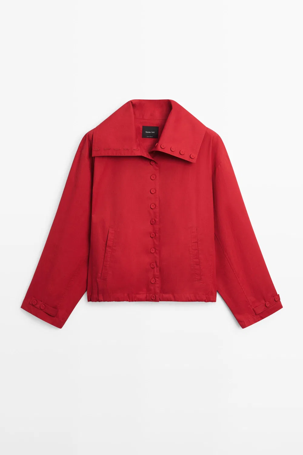 Куртка Massimo Dutti Lightweight Cotton With Button Details, ярко-красный — фото 2