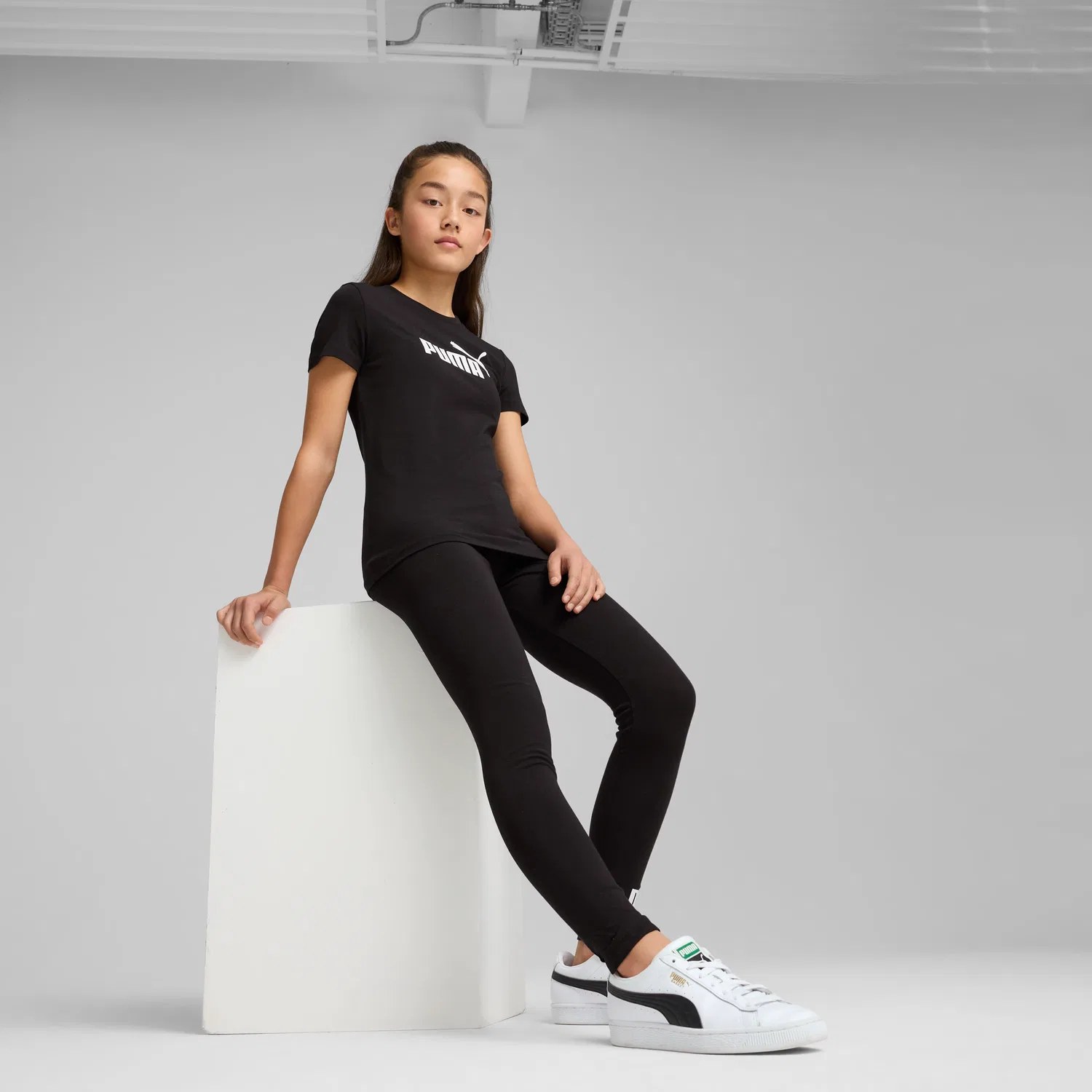 Детские спортивные леггинсы облегающие PUMA, черный — фото 3