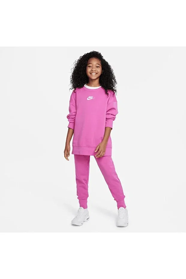 Детские спортивные штаны для девочек из французского футера Sportswear Club Nike, Pink — фото 2