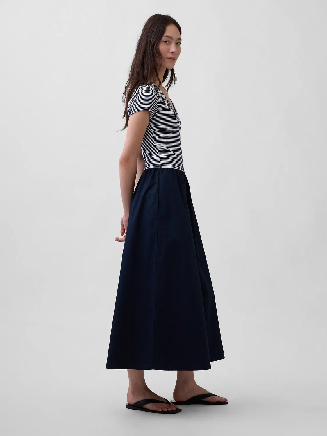 Платье-макси, полосатое, Modern Maxi Dress Gap, синий — фото 3