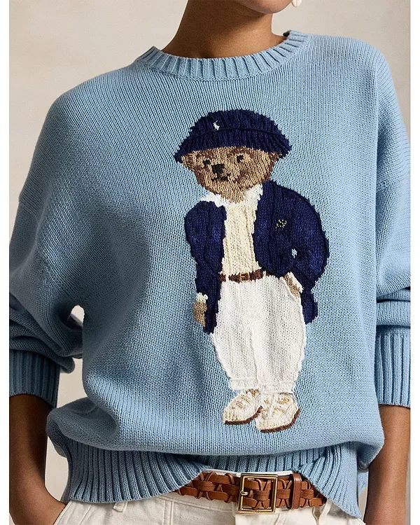 Женский свитер оверсайз с принтом Polo Bear Ralph Lauren, синий — фото 4