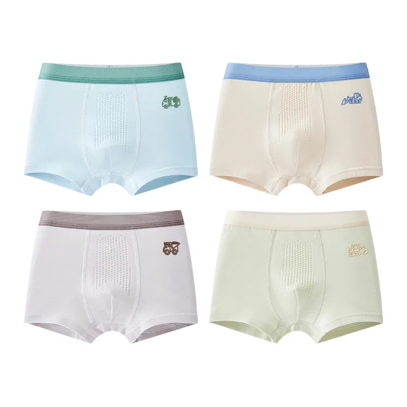 Детские трусы 4-пак, Beige Apricot+Light Green+Red Date+Teal, MIIOW