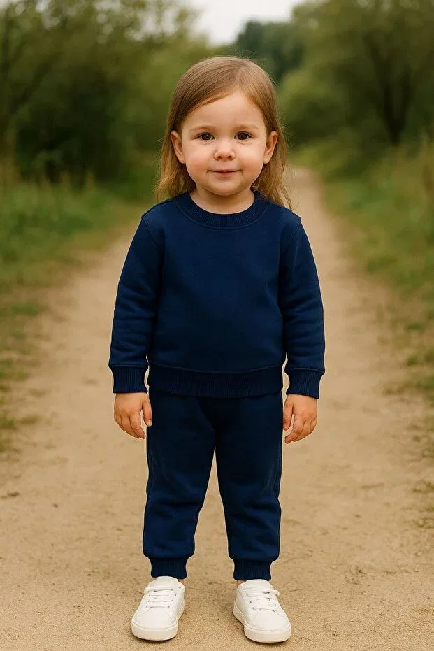 Детский комплект из футера с капюшоном и брюк Ueskids, Navy Blue — фото 4