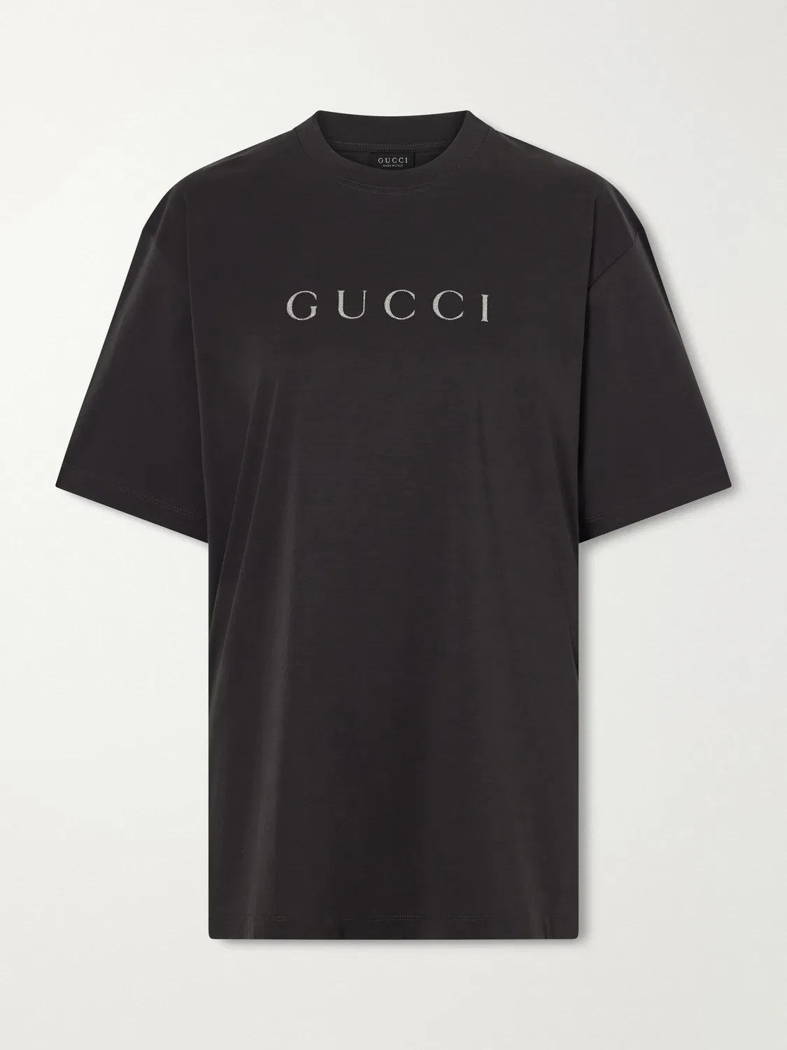 Футболка из хлопкового джерси с аппликацией-логотипом Gucci, черный