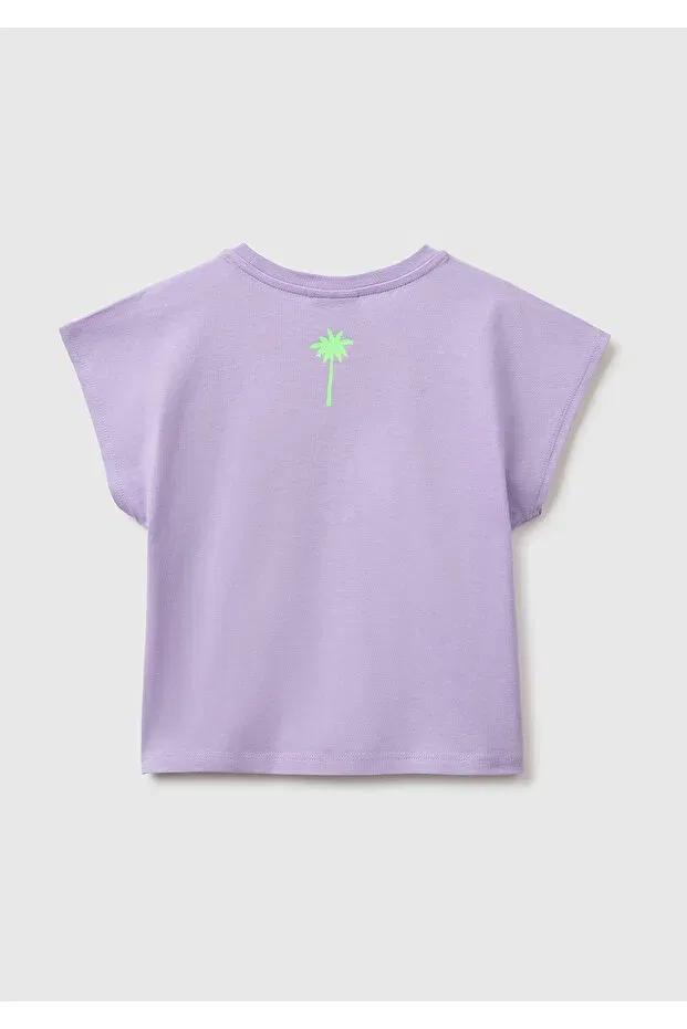 Детская футболка для девочек с принтом Lilo & Stitch United Colors Of Benetton, Lilac — фото 2