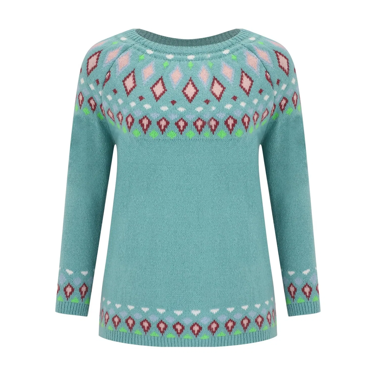 Женский свитер с принтом Fair Isle Nordic Sweater, Blue — фото 4