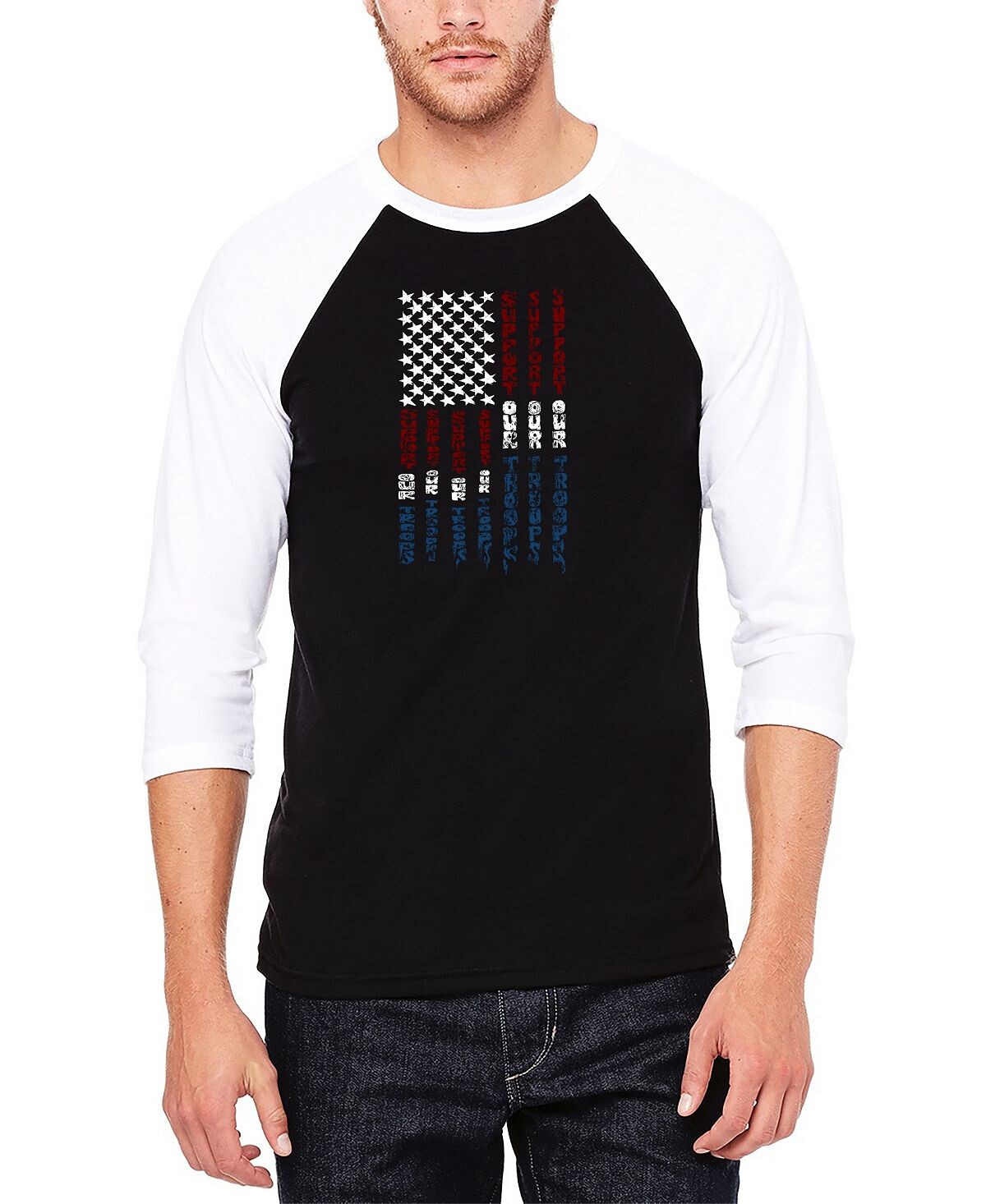 

Мужская бейсбольная футболка реглан с рукавом 3/4 support our troops word art футболка LA Pop Art, черно-белый, Черный, Мужская бейсбольная футболка реглан с рукавом 3/4 support our troops word art футболка LA Pop Art, черно-белый