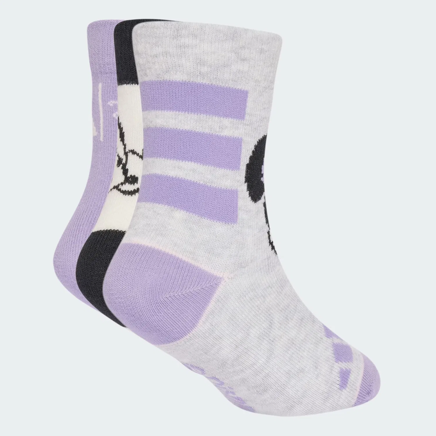 Спортивные носки Adidas Sportswear Disney Minnie Maus в серо-лавандовом и белом цветах — фото 2