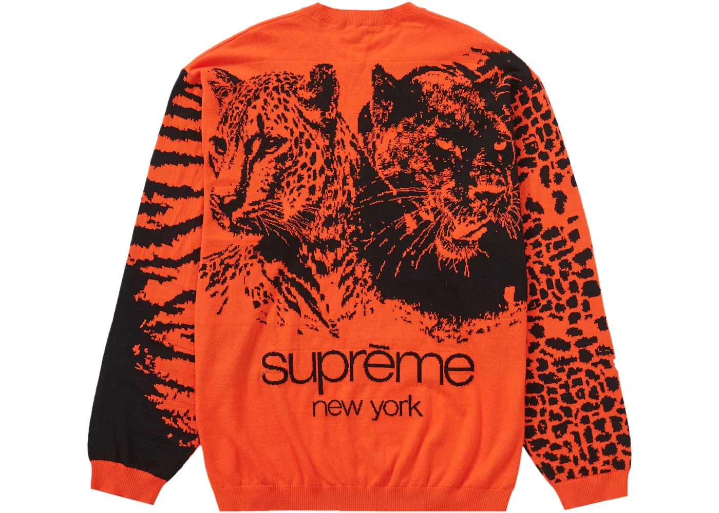 Мужская футболка Supreme Big Cats Jacquard L/S Top Orange — фото 2