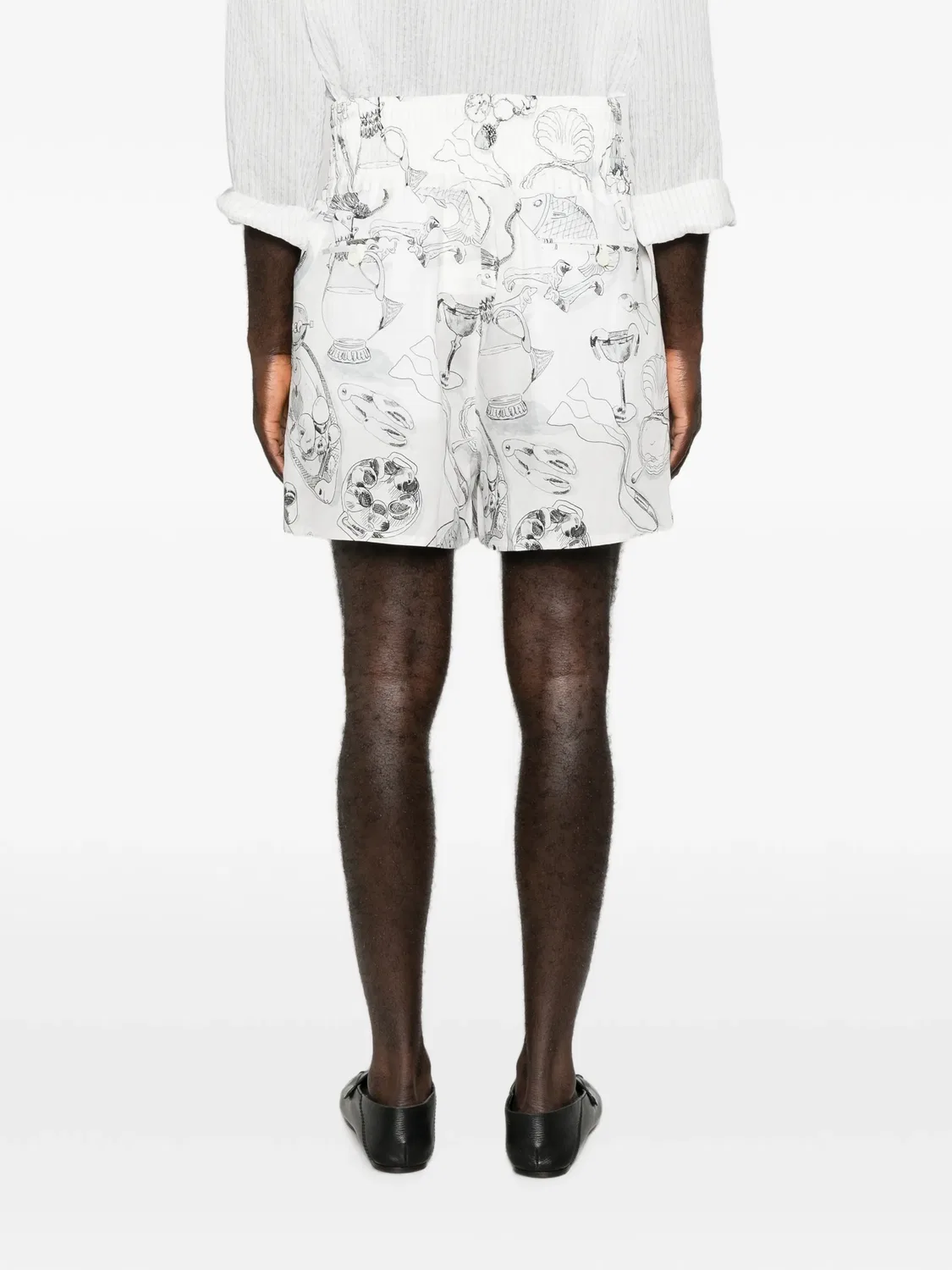 Шорты с завышенной талией и графичным принтом Jacquemus, белый — фото 4