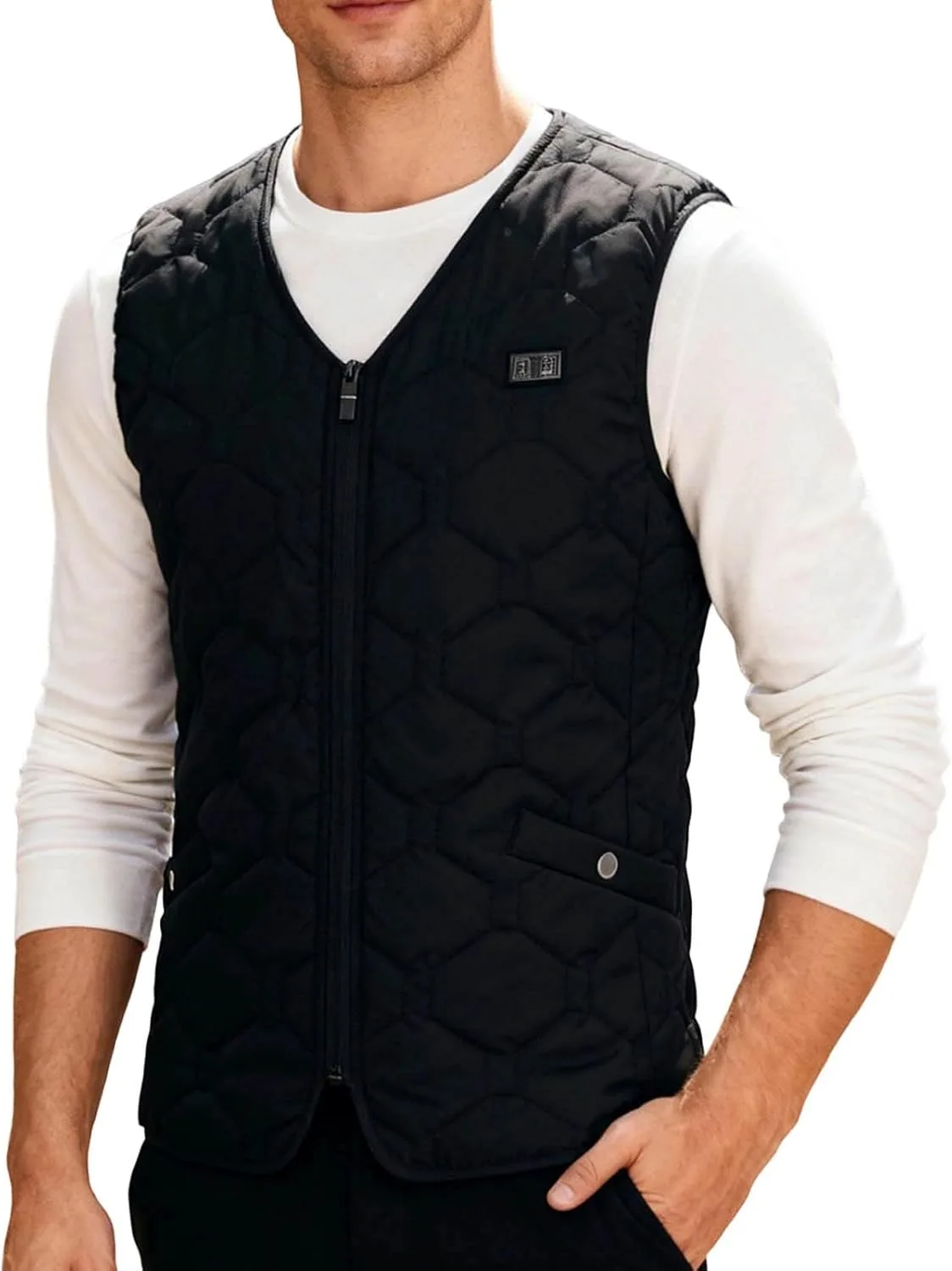 Мужские жилеты-куртки, зимние жилеты с интеллектуальным подогревом, утепленные и защищающие от холода, жилеты с постоянной температурой Generic, #001-Bk — фото 3