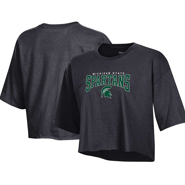 

Женская обрезанная футболка boyfriend heather charcoal michigan state spartans Champion, Черный, Женская обрезанная футболка boyfriend heather charcoal michigan state spartans Champion