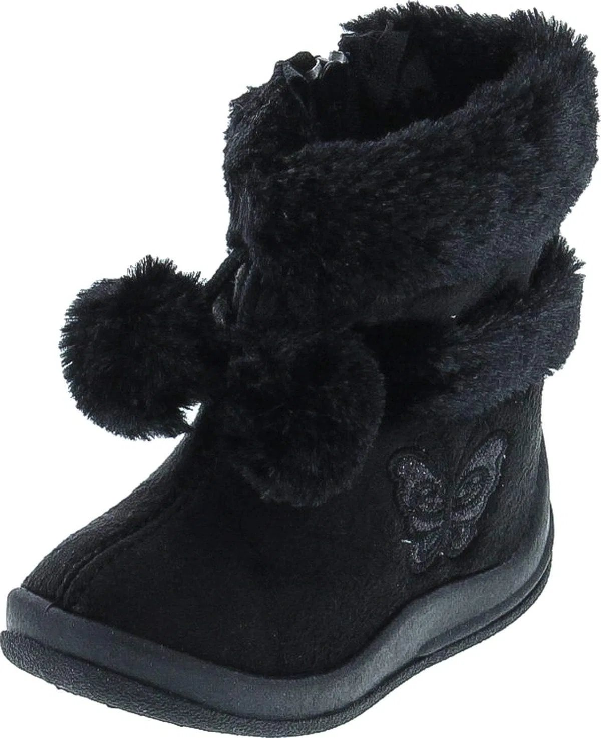 Детские ботинки для девочек с блестками и помпонами Zello Butterfly Max Footwear, Black