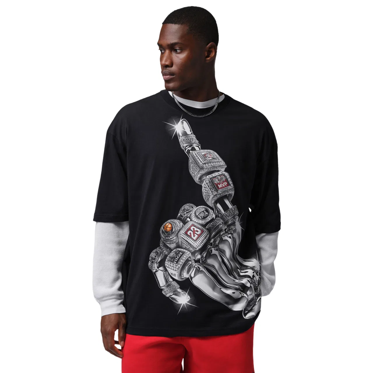 Мужская футболка оверсайз с принтом Jordan AJ8 1996, Black