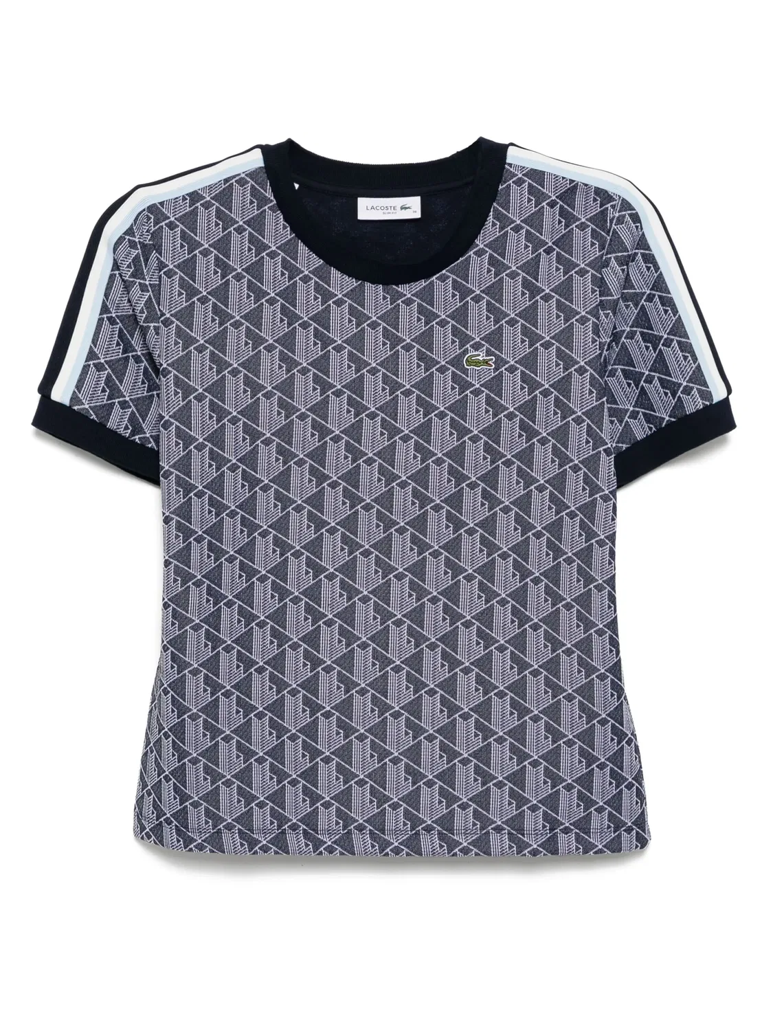 Футболка с монограммой из жаккарда Lacoste, темно-синий